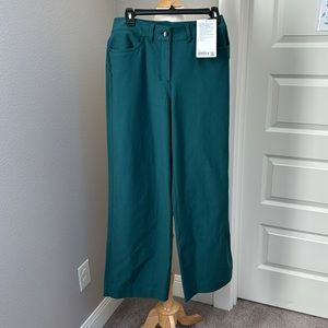 Lululemon teal city sleek 5 pocket wide leg cropped pants 28 NWT